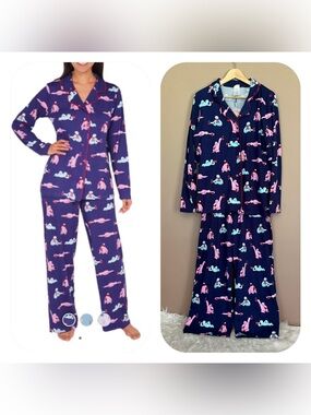 {Nite Nite Munki Munki} Winter Sloth Pajama Set in Blue - Womens Medium